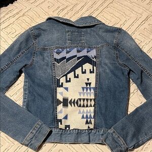 Blue Denim Jacket with Southwestern Design